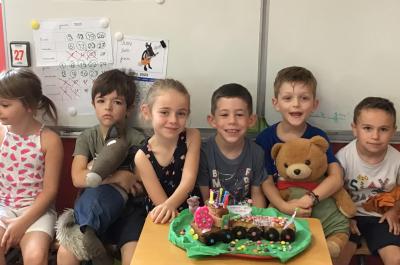Léana, Corentin, Aimie, Clément, Jarod et Thylian.