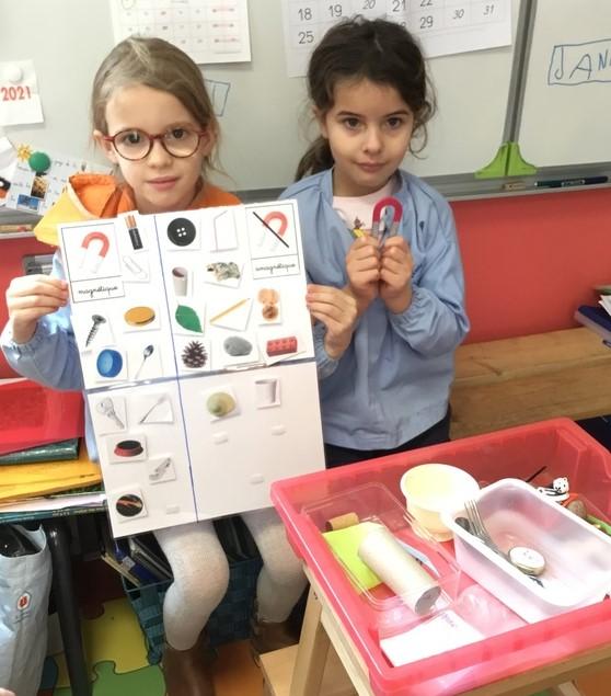 manipulations avec des objets à classer pour dire s'ils sont magnétiques ou amagnétiques...