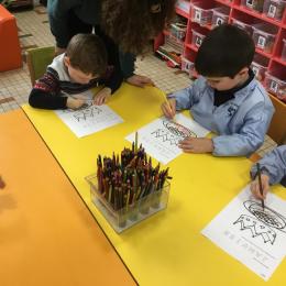 Coloriage de la fiche du mois de janvier sur le thème de la galette des rois