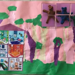 avec le puzzle des ours, qui n'est à dévoiler que lorsque l'on tombe sur une case nous indiquant de le faire... Comme nous avons fait un jeu de coopération, il faut faire des paires de cartes avant que les images des ours ne soient retournées face visible!