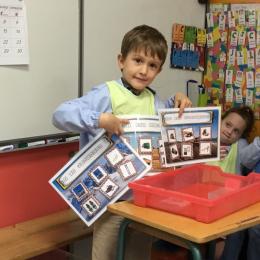 GS (les MS ont d'autres planches de ce nouveau jeu) : associer des engins au lieu où ils circulent (ciel, terre, mer, chantier, engins agricoles...)