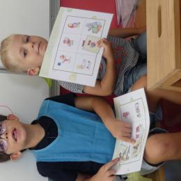 vocabulaire : loto des actions : nommer l'action en disant correctement le pronom "il" ou "elle". 